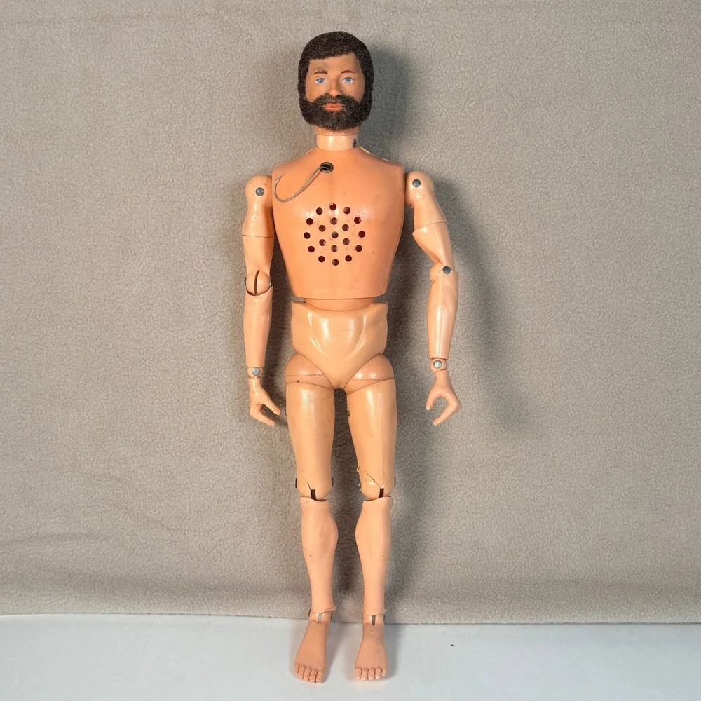 Vintage 1970s GI Joe Talking Adventure Team Commander Flocked Nude Figure READ